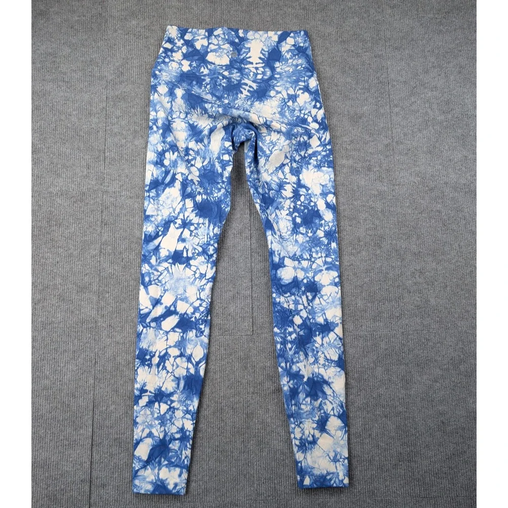 Lululemon Wunder Under Leggings Womens 6 Blue Tie Dye Athletic Training Yoga Gym
